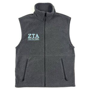Columbia Womens Fleece Vest Zeta Tau Alpha ZTA Sorority Size Small Jacket Gray